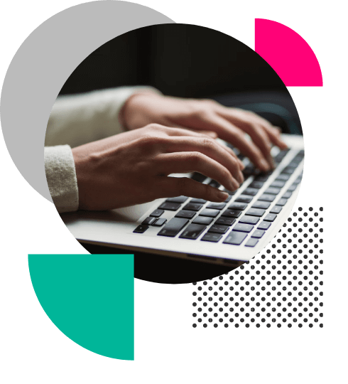 Hands typing on a keyboard